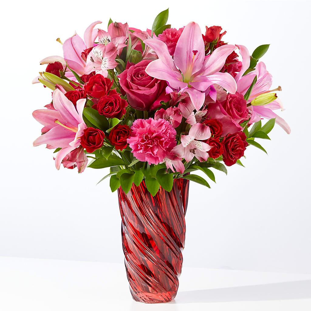 In Love Bouquet with Luxe Swirl Vase – Affordableflowerdelivery.com, Tontitown AR