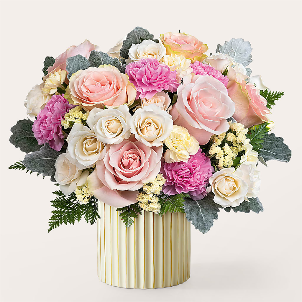 Blissful Moments Bouquet with Ivory Vase – Affordableflowerdelivery.com, Tontitown AR