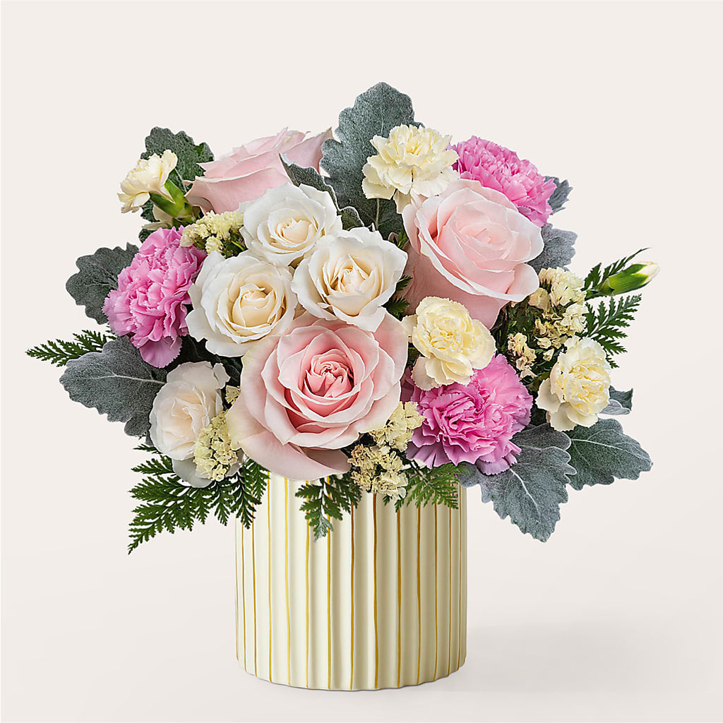 Blissful Moments Bouquet with Ivory Vase – Affordableflowerdelivery.com, Tontitown AR