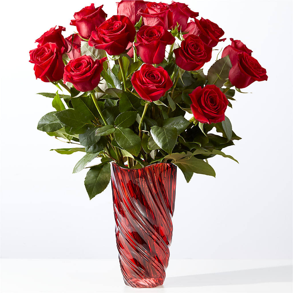 Classic Love Red Rose Bouquet with Luxe Swirl Vase – Affordableflowerdelivery.com, Tontitown AR