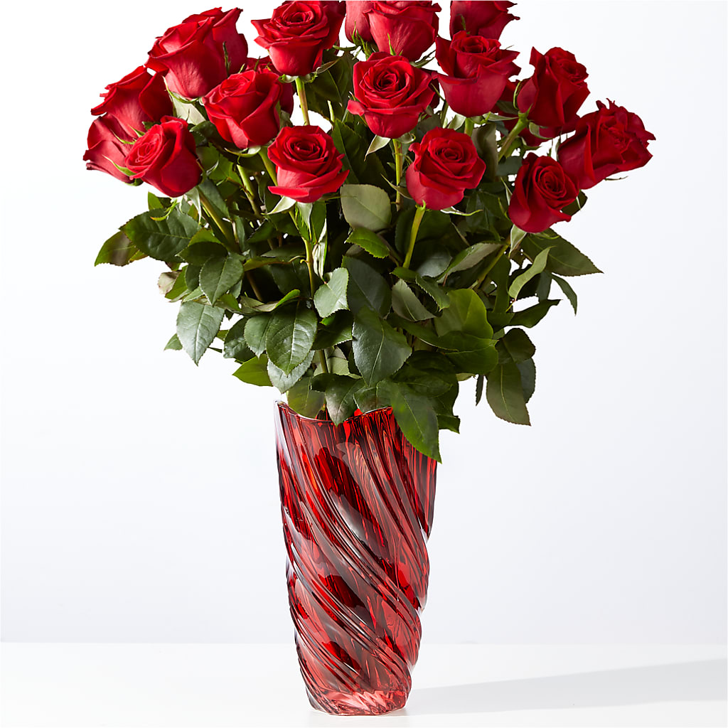 Classic Love Red Rose Bouquet with Luxe Swirl Vase – Affordableflowerdelivery.com, Tontitown AR