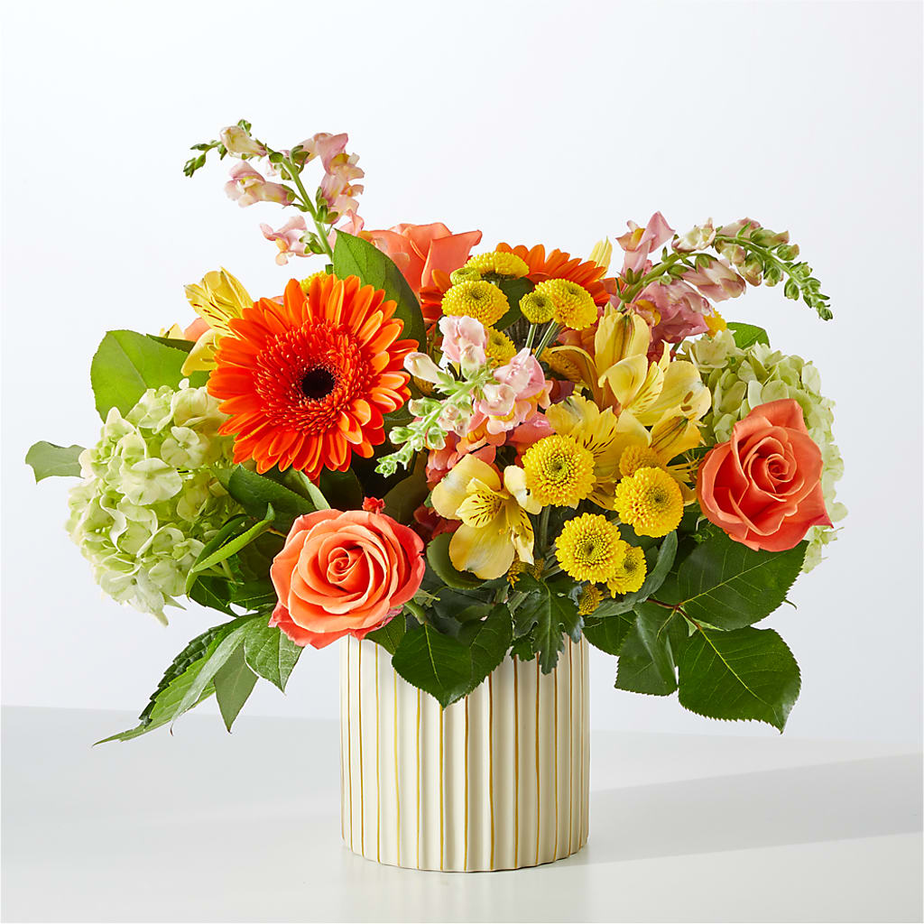 Autumn Sunshine Bouquet with Ivory Vase –  Affordableflowerdelivery.com, Tontitown AR