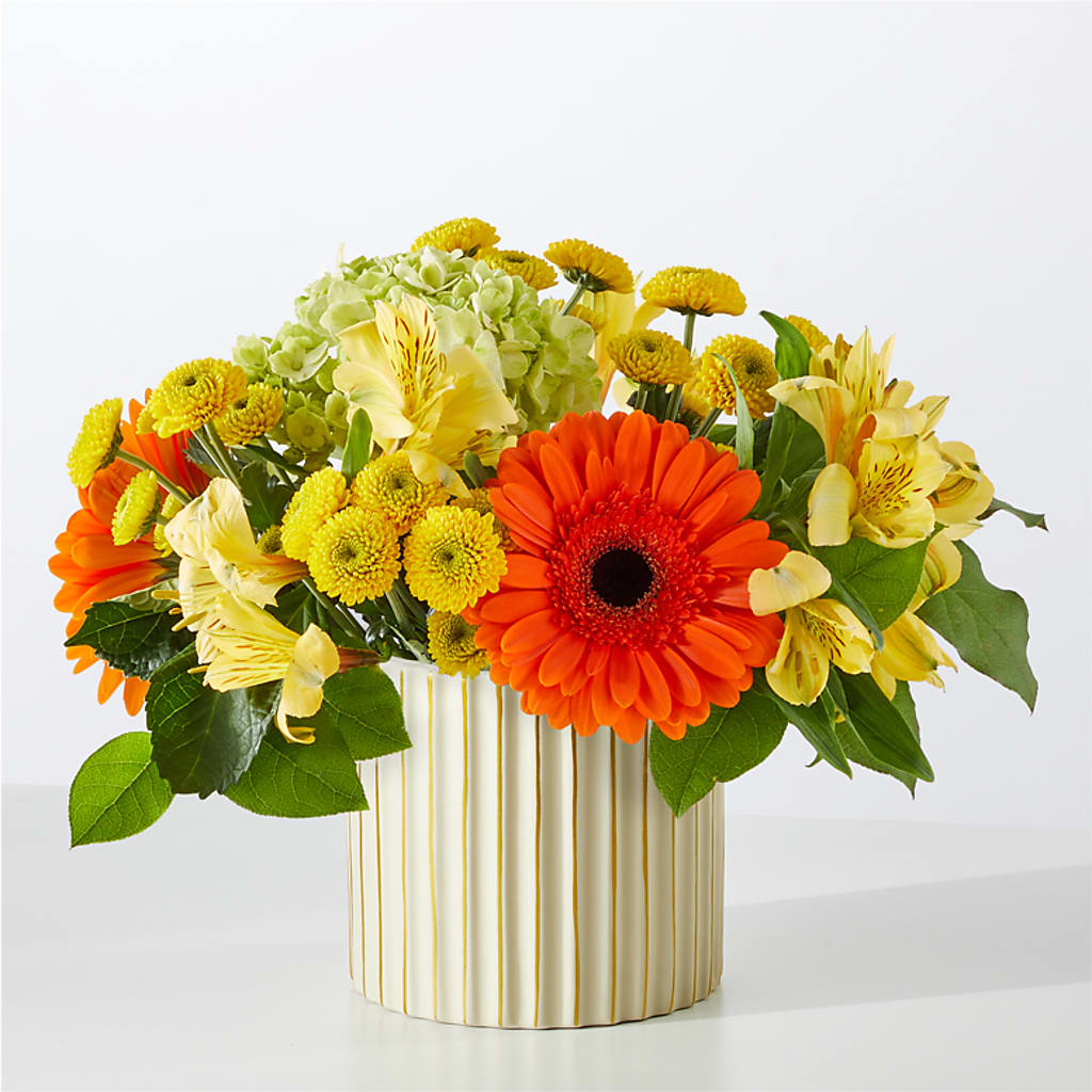 Autumn Sunshine Bouquet with Ivory Vase –  Affordableflowerdelivery.com, Tontitown AR