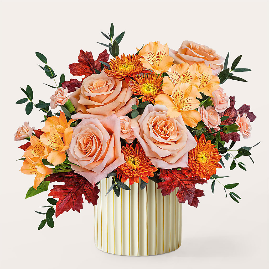 Spiced Latte Bouquet with Ivory Vase –  Affordableflowerdelivery.com, Tontitown AR