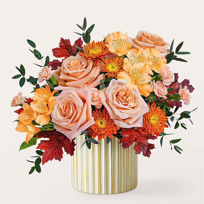 Spiced Latte Bouquet with Ivory Vase –  Affordableflowerdelivery.com, Tontitown AR