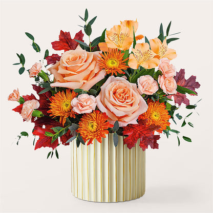 Spiced Latte Bouquet with Ivory Vase –  Affordableflowerdelivery.com, Tontitown AR
